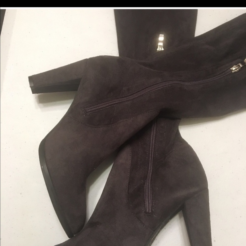 Beautiful vegan suede over the knee boots.